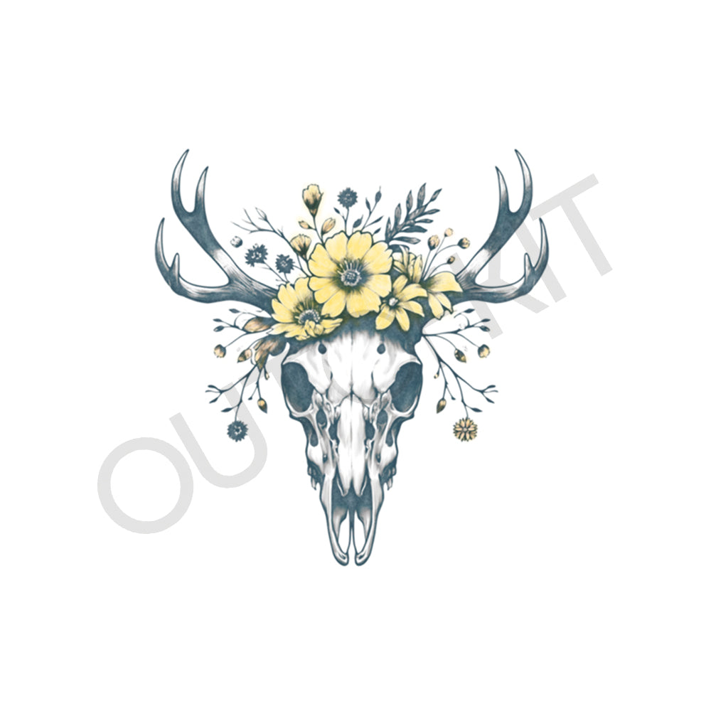 Skull and Flowers Tattoo
