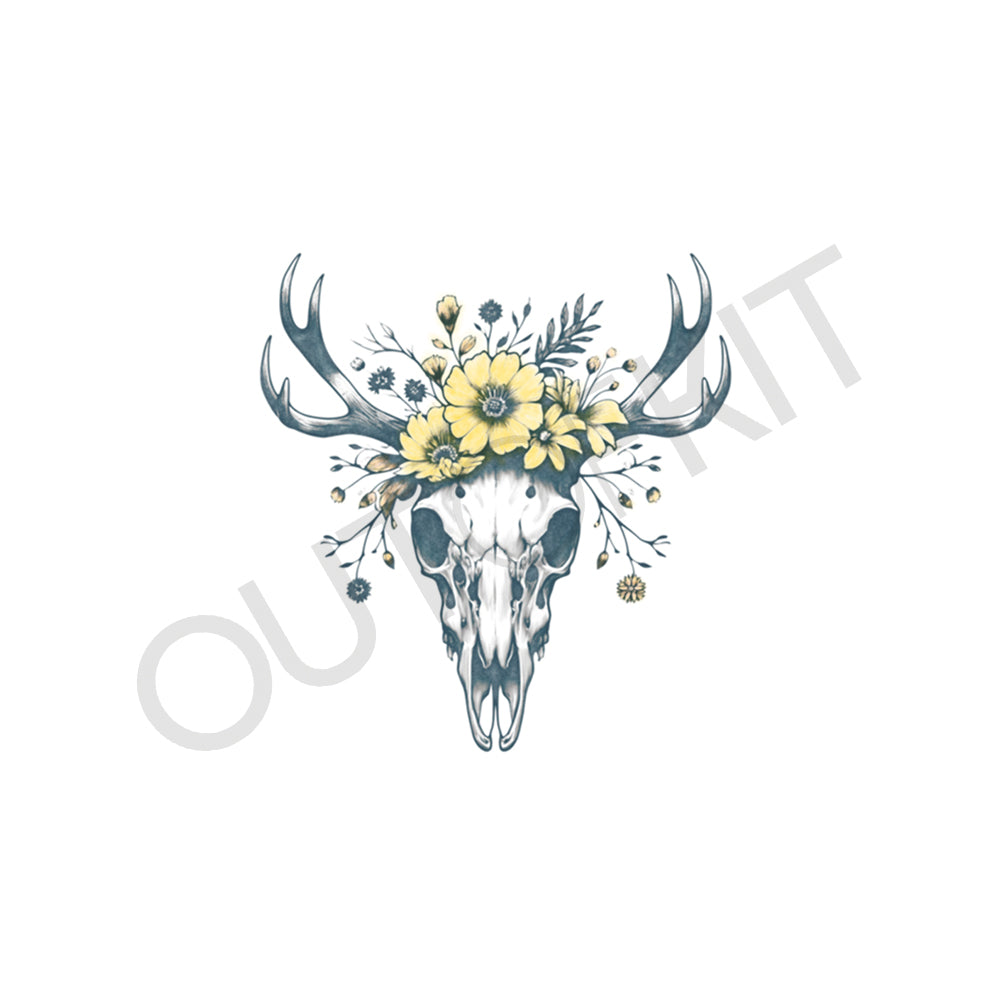Skull and Flowers Tattoo