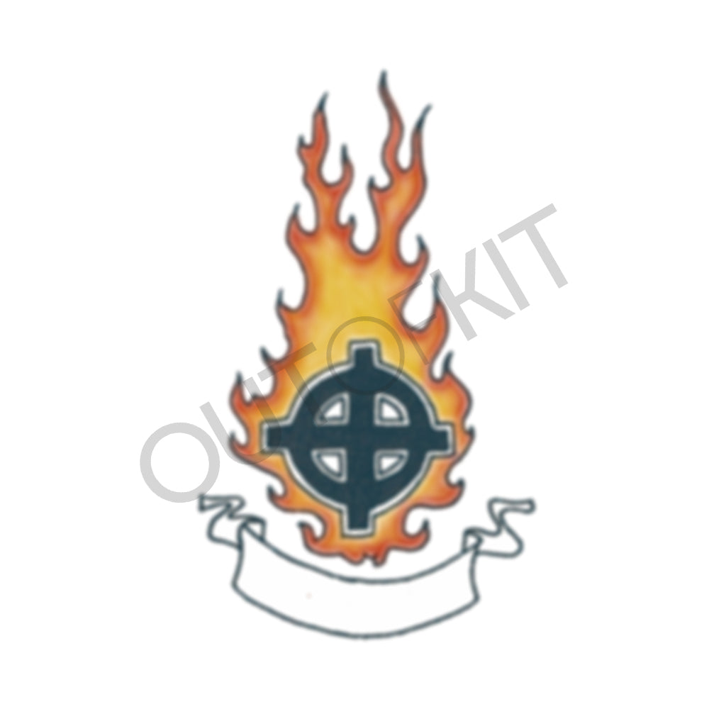 Cross On Fire Tattoo