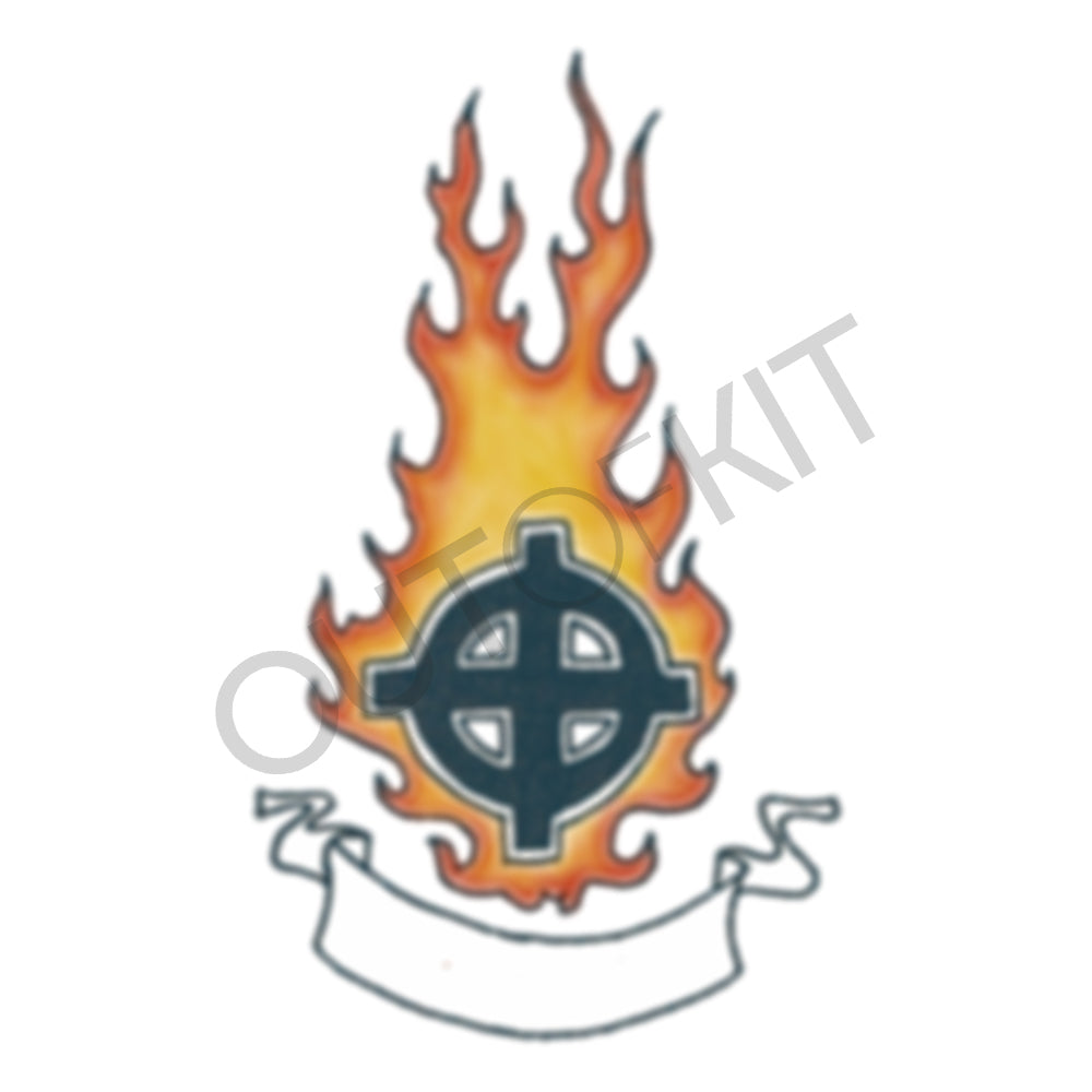 Cross On Fire Tattoo