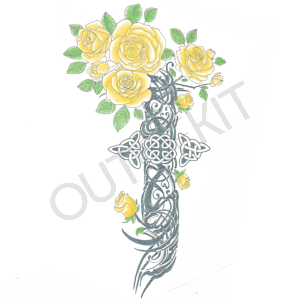 Celtic Yellow Flowers Tattoo