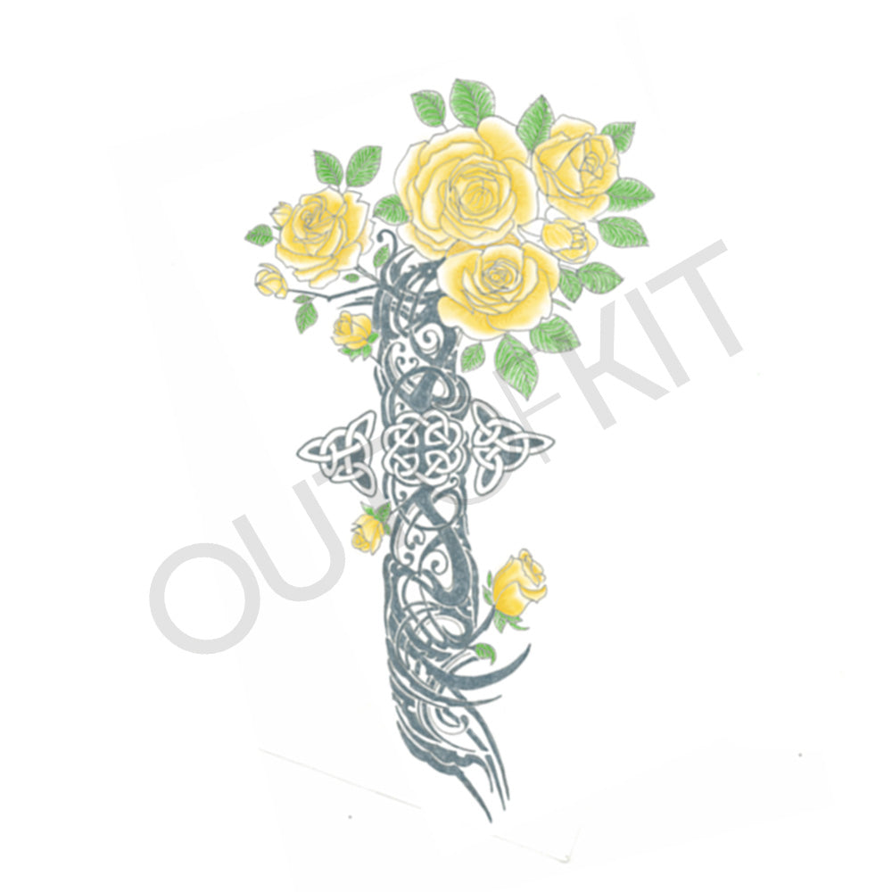 Celtic Yellow Flowers Tattoo