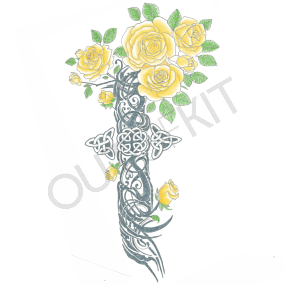 Celtic Yellow Flowers Tattoo